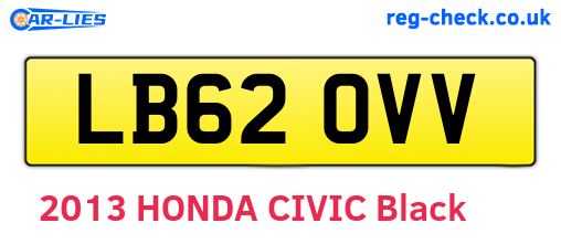 LB62OVV are the vehicle registration plates.