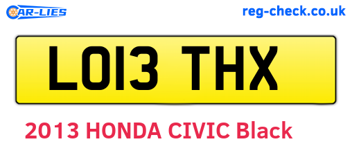 LO13THX are the vehicle registration plates.