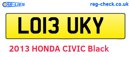 LO13UKY are the vehicle registration plates.