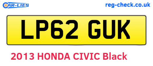 LP62GUK are the vehicle registration plates.