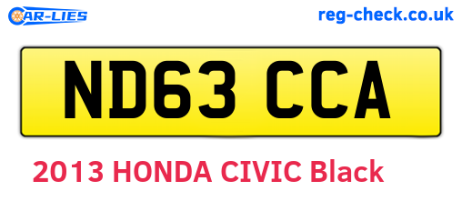 ND63CCA are the vehicle registration plates.