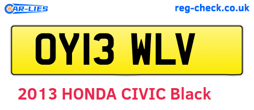 OY13WLV are the vehicle registration plates.