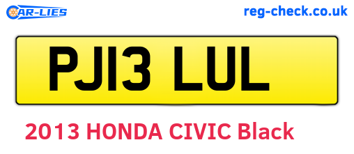 PJ13LUL are the vehicle registration plates.
