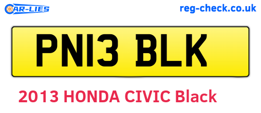 PN13BLK are the vehicle registration plates.