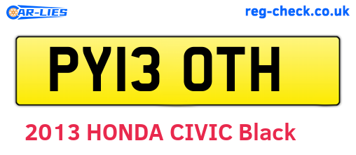 PY13OTH are the vehicle registration plates.
