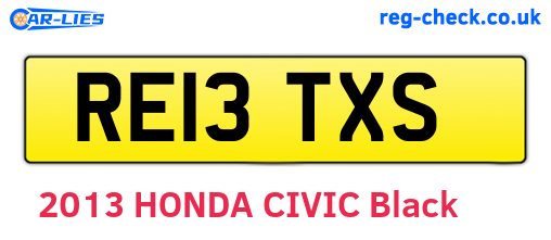 RE13TXS are the vehicle registration plates.