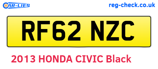 RF62NZC are the vehicle registration plates.