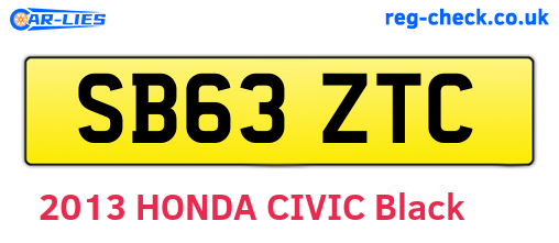 SB63ZTC are the vehicle registration plates.