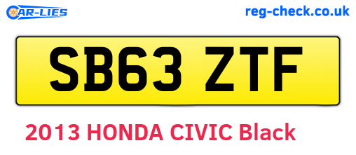 SB63ZTF are the vehicle registration plates.