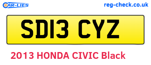 SD13CYZ are the vehicle registration plates.