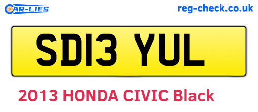 SD13YUL are the vehicle registration plates.