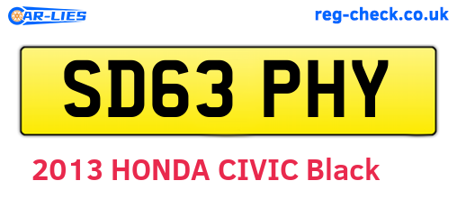 SD63PHY are the vehicle registration plates.