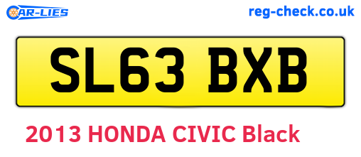 SL63BXB are the vehicle registration plates.