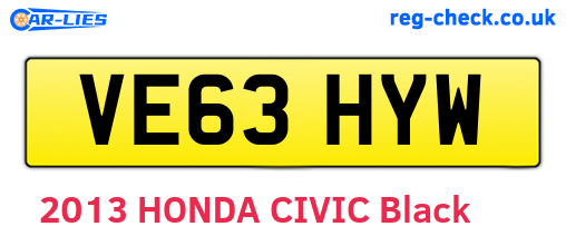 VE63HYW are the vehicle registration plates.