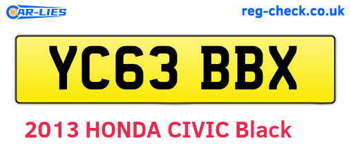 YC63BBX are the vehicle registration plates.