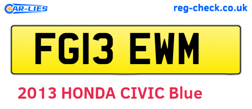 FG13EWM are the vehicle registration plates.