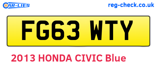 FG63WTY are the vehicle registration plates.