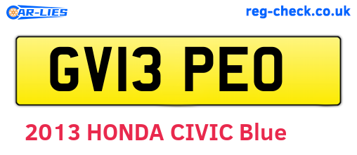 GV13PEO are the vehicle registration plates.