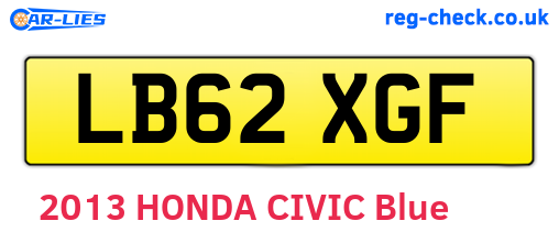 LB62XGF are the vehicle registration plates.