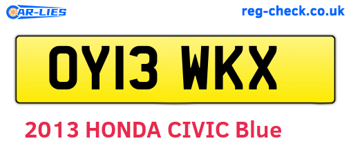 OY13WKX are the vehicle registration plates.
