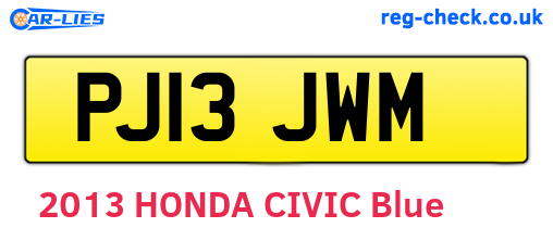 PJ13JWM are the vehicle registration plates.
