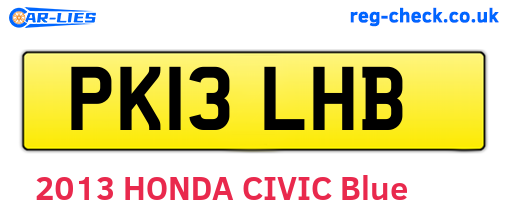 PK13LHB are the vehicle registration plates.