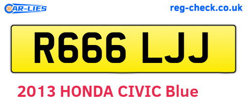 R666LJJ are the vehicle registration plates.