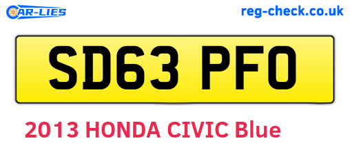 SD63PFO are the vehicle registration plates.