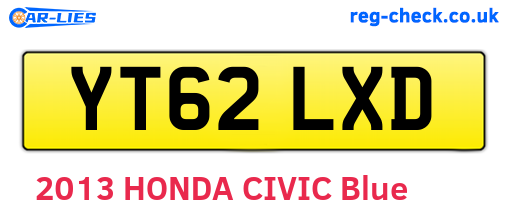YT62LXD are the vehicle registration plates.