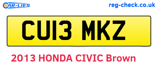 CU13MKZ are the vehicle registration plates.