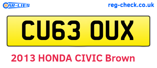 CU63OUX are the vehicle registration plates.