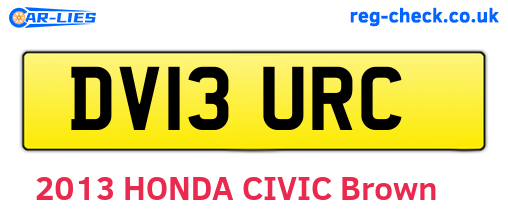 DV13URC are the vehicle registration plates.