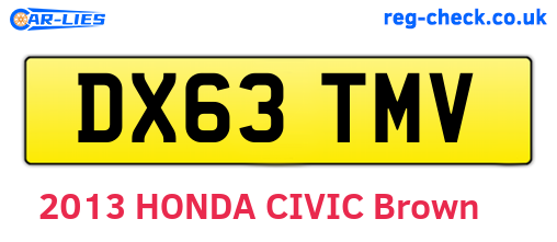 DX63TMV are the vehicle registration plates.