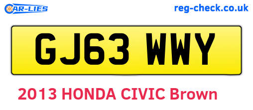 GJ63WWY are the vehicle registration plates.
