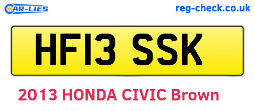 HF13SSK are the vehicle registration plates.