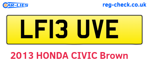 LF13UVE are the vehicle registration plates.