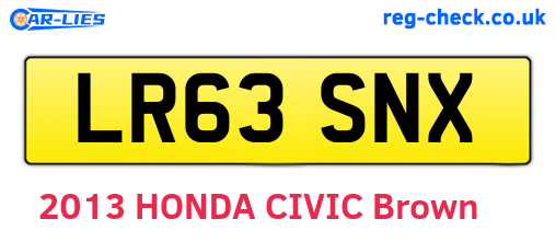 LR63SNX are the vehicle registration plates.