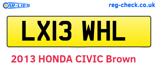 LX13WHL are the vehicle registration plates.