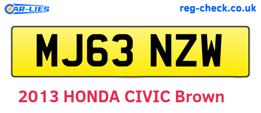 MJ63NZW are the vehicle registration plates.