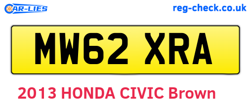 MW62XRA are the vehicle registration plates.
