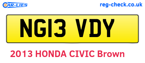 NG13VDY are the vehicle registration plates.