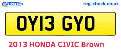 OY13GYO are the vehicle registration plates.