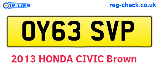OY63SVP are the vehicle registration plates.
