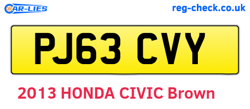 PJ63CVY are the vehicle registration plates.
