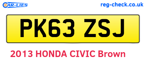PK63ZSJ are the vehicle registration plates.