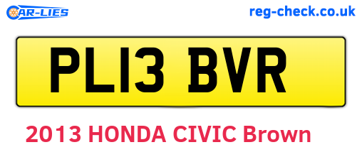 PL13BVR are the vehicle registration plates.