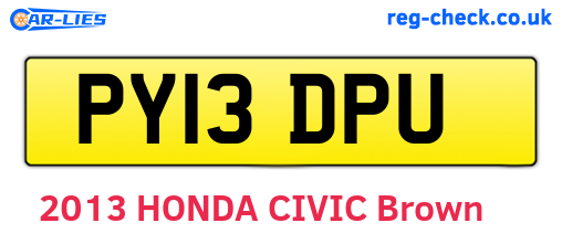 PY13DPU are the vehicle registration plates.