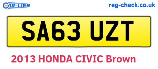 SA63UZT are the vehicle registration plates.