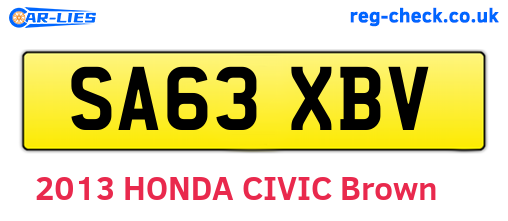 SA63XBV are the vehicle registration plates.