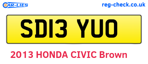 SD13YUO are the vehicle registration plates.